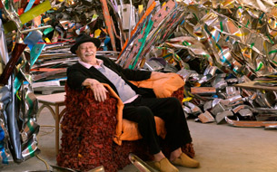 Chamberlain in his studio, Shelter Island, New York, 2011